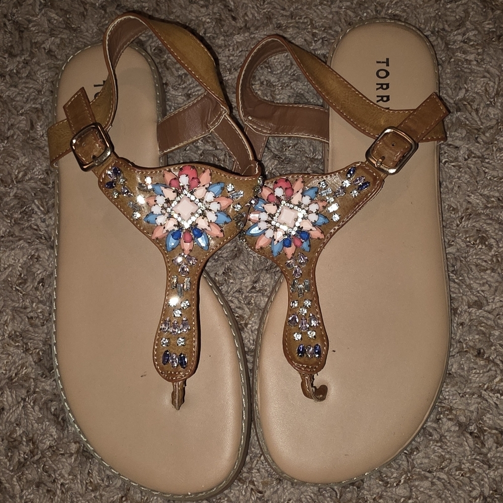 Torrid Brown Sandals with Colorful Beads